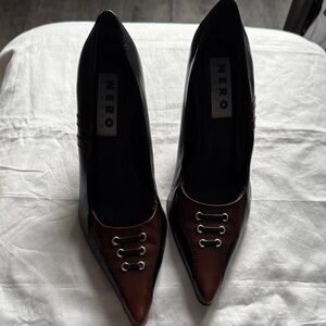 Women's Black and Brown Heels leather like new